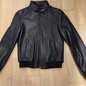 Mackage Black Leather Bomber Jacket